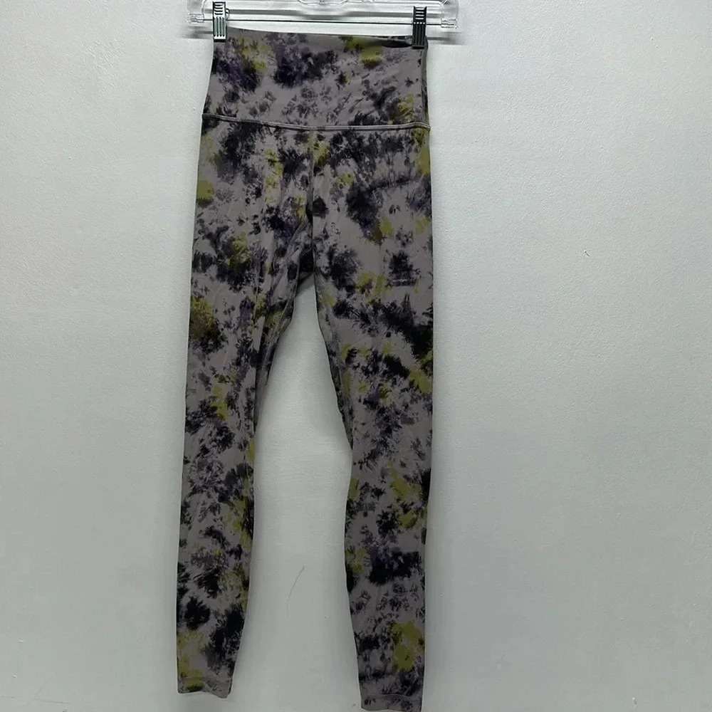 Lululemon Align High Rise Pants Nulu Legging 28” Tie Dye Mauve Grey Size 4